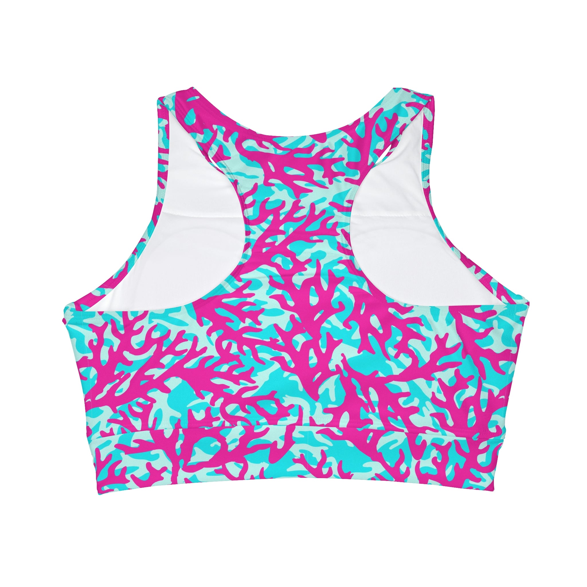 SHE REBEL - Neon Coral Print Sports Bra